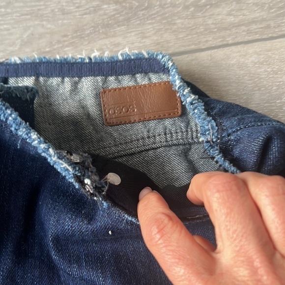 Asos straight leg distressed hem and waist nwt mens dark jeans size 34 x 34 - Picture 6 of 10